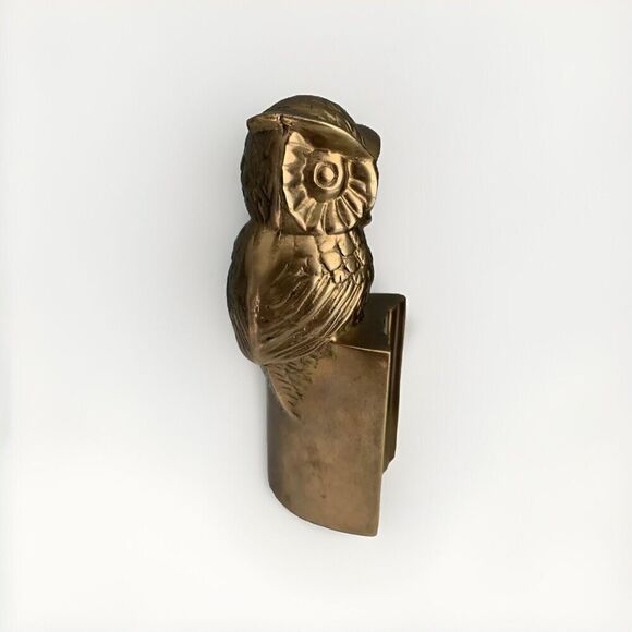 Vintage Owl Bookends 6” Brass Night Bird Stands Decor Retro MCM Heavy Solid Gold - Picture 5 of 12